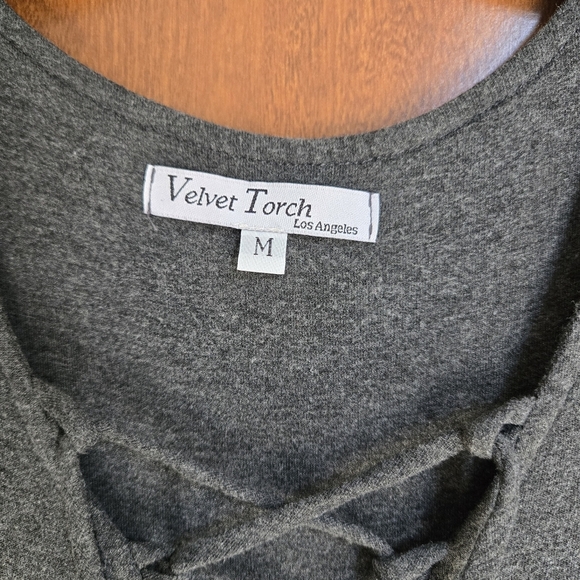 Velvet Torch Charcoal Lace-Up Midi Dress - Picture 3 of 3